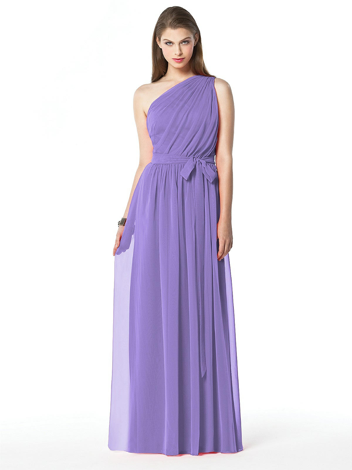 purple one shoulder bridesmaid dress 