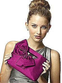 Dupioni Clutch with Interchangeable Bow