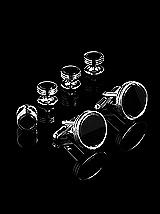 Men's Enamel Inlay Silver Cufflink and Stud Set