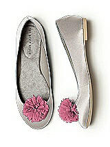 Crinkle Chiffon Flower Pom Pom Shoe Clip