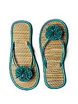 Pom Pom Flower Trimmed Bridesmaid and Bridal Flip Flop