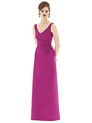 dark pink bridesmaid dress with ruched waistline 