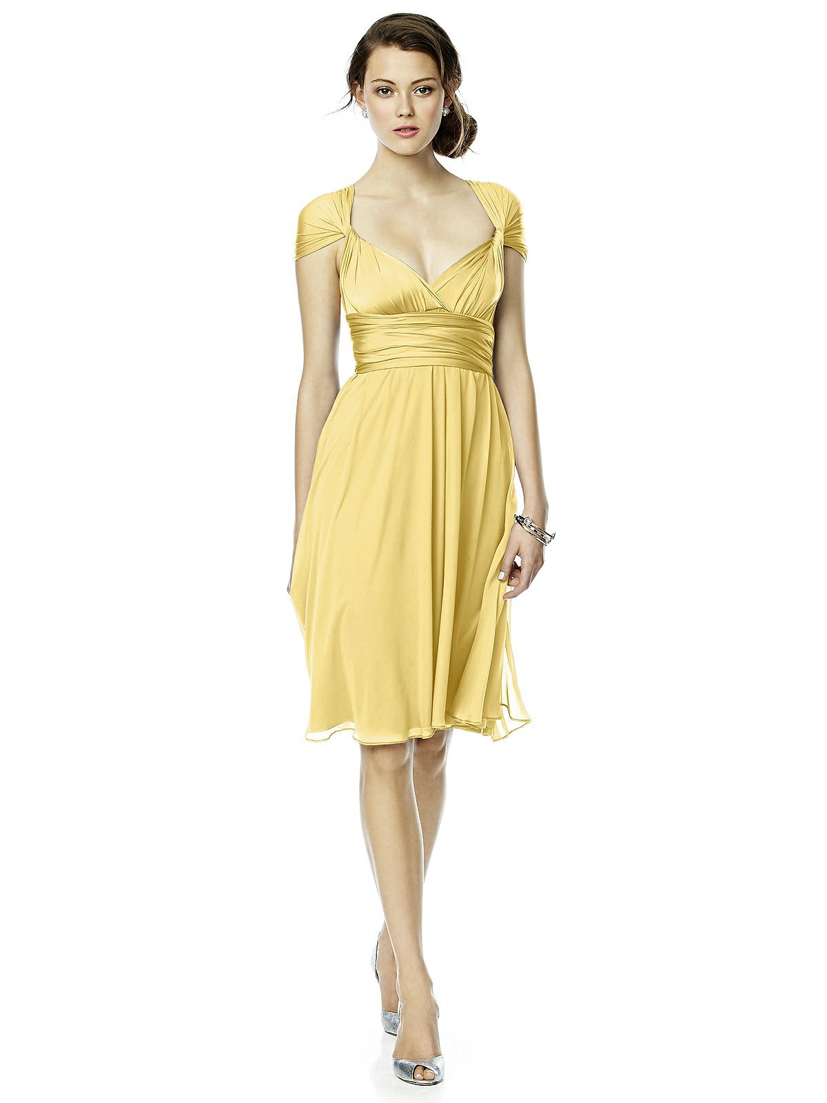 buttercup yellow twist wrap dress 